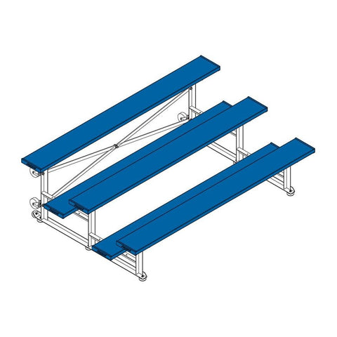 Jaypro Indoor Bleacher - 7-1/2 ft. (3 Row - Single Foot Plank) - Tip & Roll (Powder Coated) BLCH-375TRGPC
