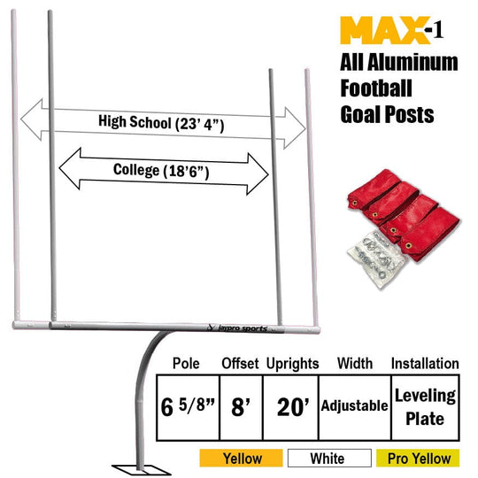 Jaypro Max-1 Football Goal Posts 20' Uprights 8' Offset (Leveling Plate)
