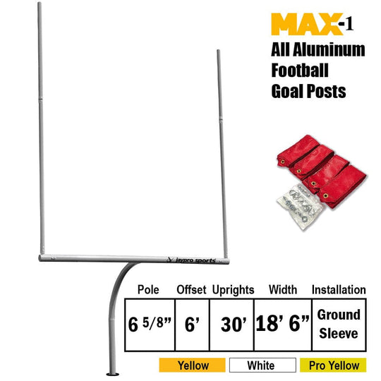 Jaypro Max-1 Football Goal Posts 30' Uprights 6' Offset (Semi-Permanent)