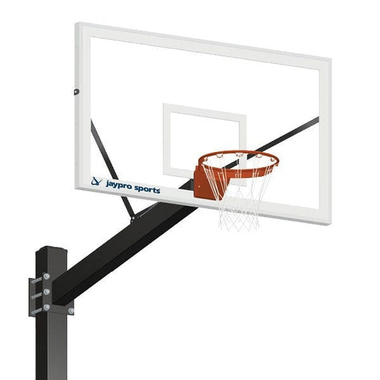 Jaypro Titan Basketball System (6"x 6" Pole with 6' Offset) 72" Glass Backboard