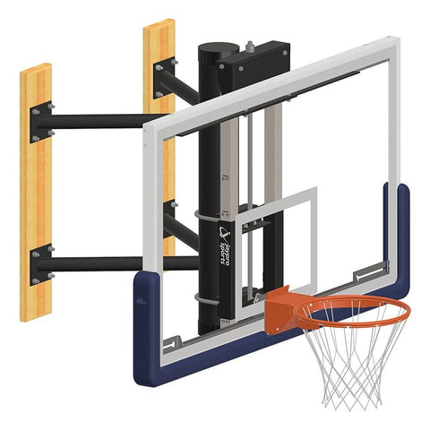 Jaypro Wall-Mounted Shooting Station (Indoor) 72 in. Glass Backboard w/ Height Adjuster WMWH