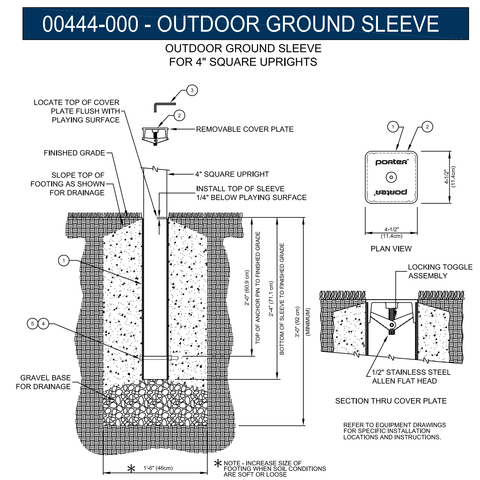 Porter 4" SQ Outdoor Ground Sleeve 00444000
