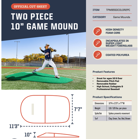 Portolite 10" Two-Piece Baseball Portable Pitching Mound 95502PC