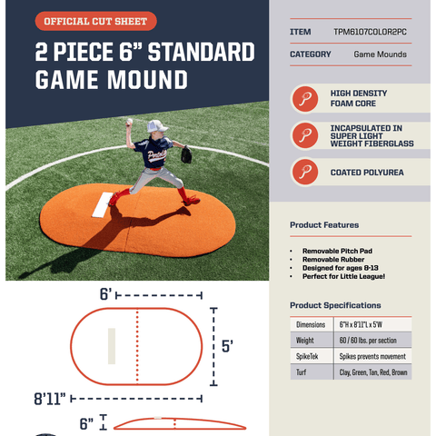 Portolite 6" Two-Piece Baseball Portable Pitching Mound 61072PC