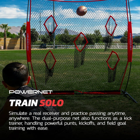 Powernet Football QB Pass Accuracy Trainer 8' x 8' Portable Passing Net 1127