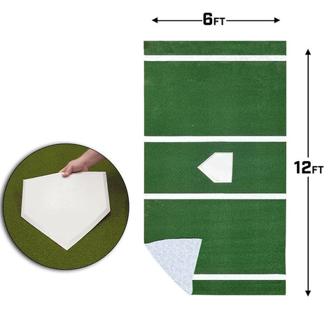 ProMounds 12' x 6' Pro Lined Artificial Turf Baseball Batting Mat
