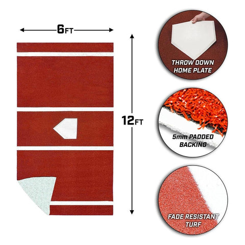 ProMounds 12' x 6' Pro Lined Artificial Turf Baseball Batting Mat