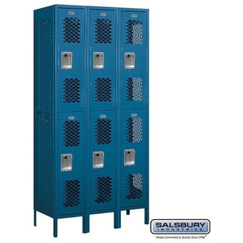 Salsbury 12" Wide Double Tier Vented Metal Locker 36" W x 78" H x 15" D (Unassembled)