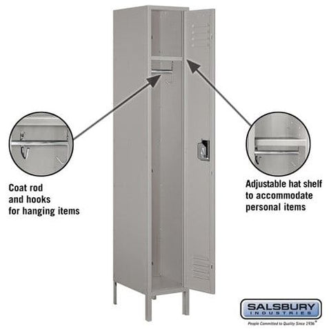 Salsbury 12" Wide Single Tier Standard Metal Locker 12" W x 78" H x 12" D (Unassembled)