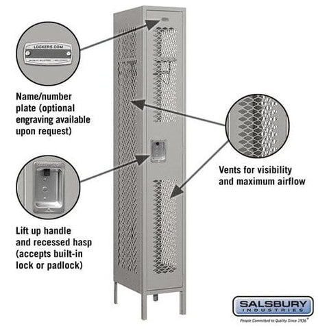 Salsbury 12" Wide Single Tier Vented Metal Locker 12" W x 78" H x 12" D (Unassembled)