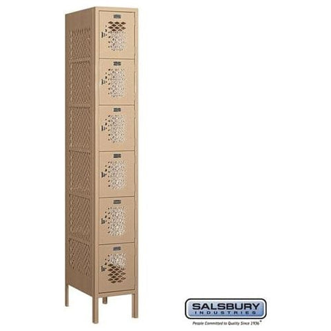 Salsbury 12" Wide Six Tier Box Style Vented Metal Locker 12" W x 78" H x 18" D (Unassembled)