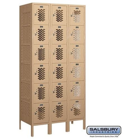 Salsbury 12" Wide Six Tier Box Style Vented Metal Locker 36" W x 78" H x 12" D (Unassembled)