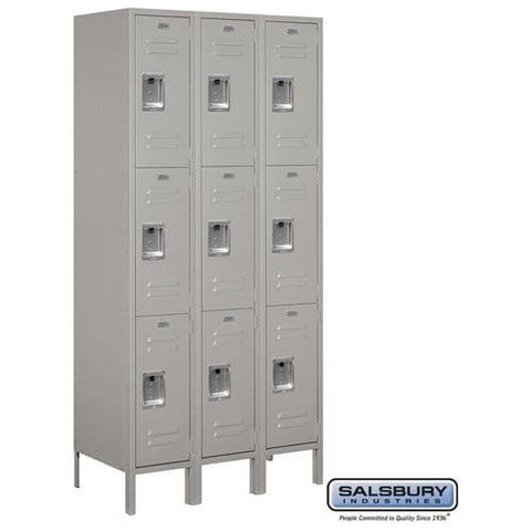 Salsbury 12" Wide Triple Tier Standard Metal Locker  36" W x 78" H x 12" D (Unassembled)