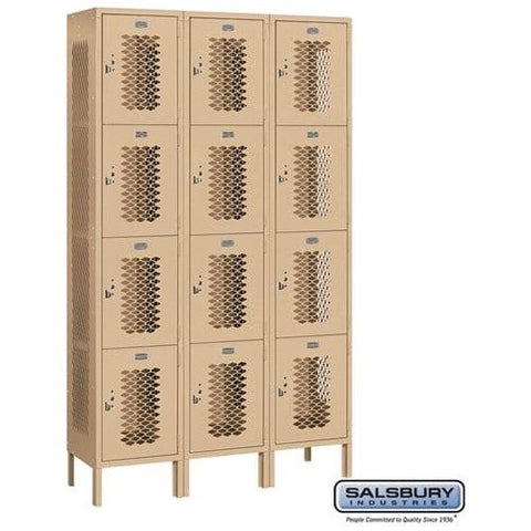 Salsbury 15" Four Tier Vented Metal Locker 45" W x 78" H x 15" D (Unassembled)