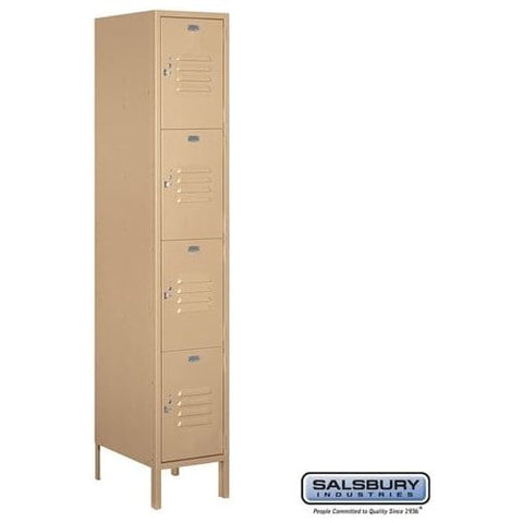 Salsbury 15" Wide Four Tier Standard Metal Locker 15" W x 78" H x 18" D (Unassembled)