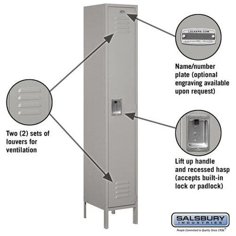 Salsbury 15" Wide Single Tier Standard Metal Locker 15" W x 78" H x 18" D (Unassembled)