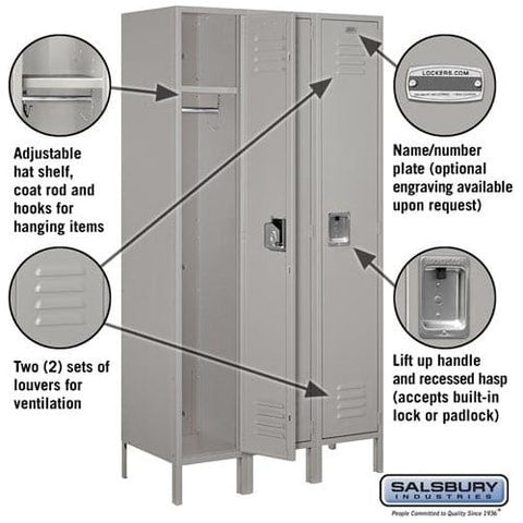 Salsbury 15" Wide Single Tier Standard Metal Locker 45" W x 78" H x 15" D (Unassembled)
