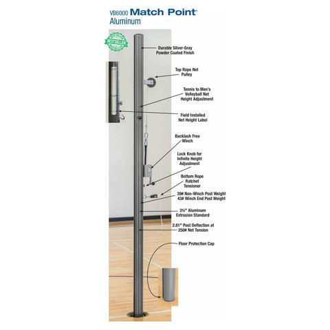Bison 3 1/2" Match Point Aluminum Complete Volleyball System VB6000