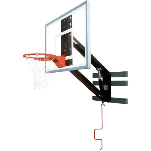 Bison Zip Crank Adjustable Glass Wall Mounted Basketball Hoop PKG300