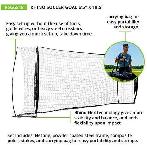 Champion Sports 6'5" x 18.5' Rhino Flex Portable Soccer Goal RSG6518