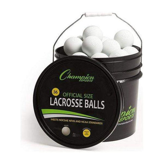 Champion Sports NCAA/NFHS Lacrosse 36 Ball Bucket White LBWN36