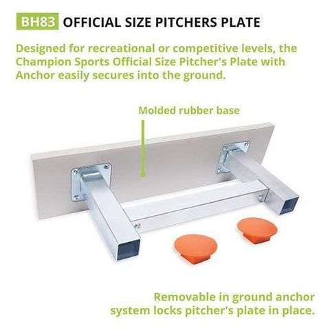 Champion Sports Official Size Pitcher's Plate w/ Ground Anchors BH83