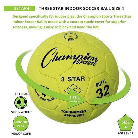 Champion Sports Size 4 Three Star Indoor Soccer Ball 3STAR4