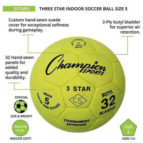 Champion Sports Size 5 Three Star Indoor Soccer Ball 3STAR5