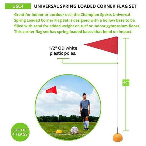 Champion Sports Universal Spring Loaded Corner Flag Set USC4