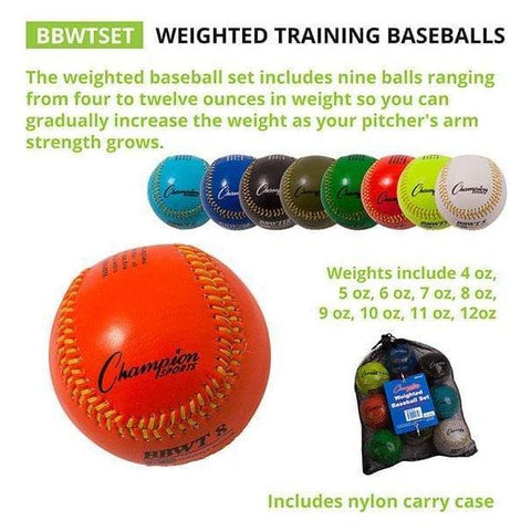 Champion Sports Weighted Baseball Set of 9 BBWTSET