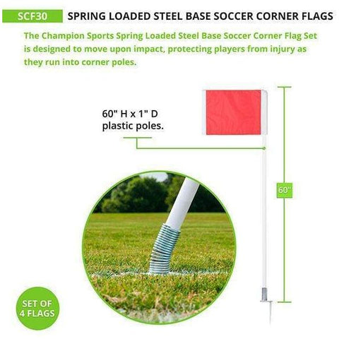 Champion Spring Loaded Steel Base Soccer Corner Flag Set SCF30