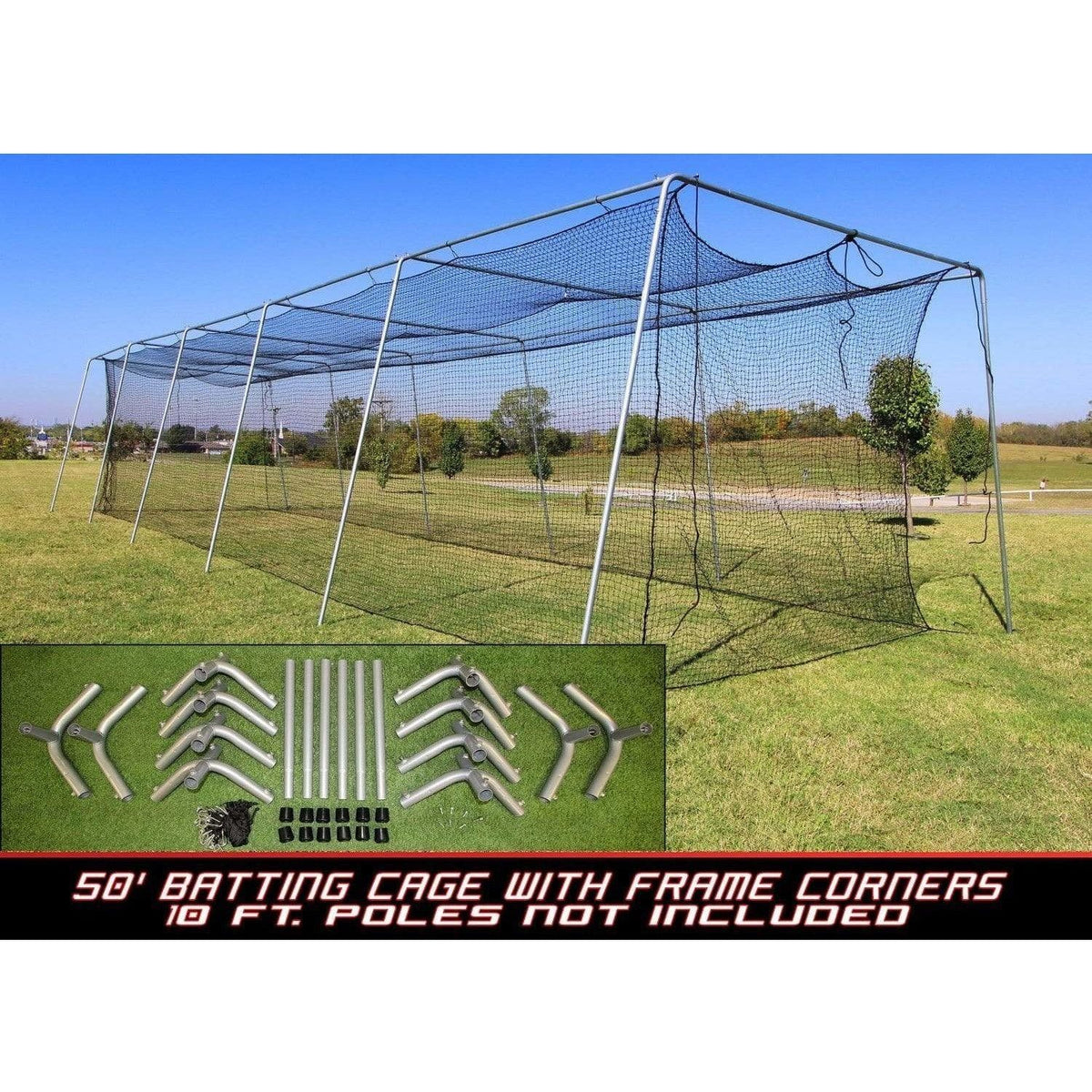 Jones-Sports Batting Cage Frame Kit 10' x 12' x 30' EZ UP & DOWN Frame Kit