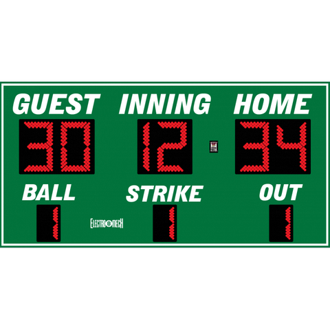 Electro-Mech LX1240 Compact Baseball Scoreboard With BSO Digits