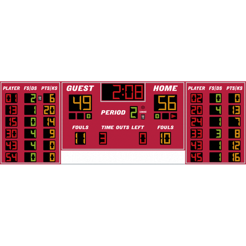 Electro-Mech LX2556 Basketball/Volleyball Scoreboard With 6-Player Stat Panels