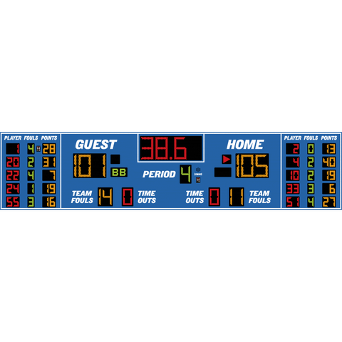 Electro-Mech LX2575 Large Basketball Scoreboard With Player Statistics