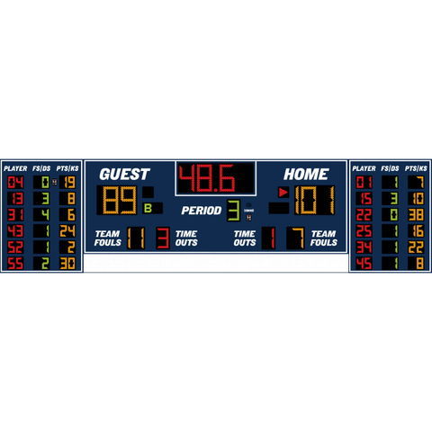 Electro-Mech LX2576 Basketball/Volleyball Scoreboard With 6-Player Stat Panels