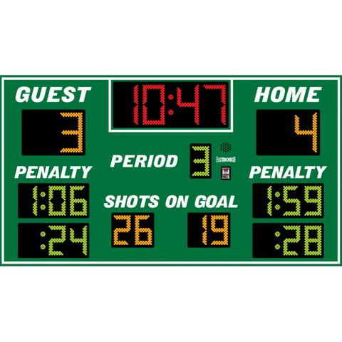 Electro-Mech LX8750 Hockey Scoreboard With Shots On Goal
