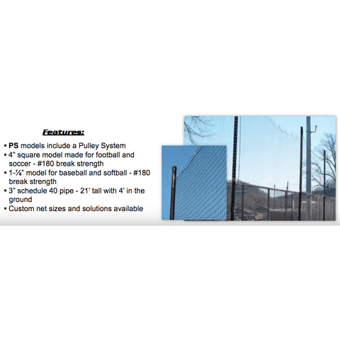 Fisher Athletic 4'' SQ Sports Field Netting with 21' 3" Pipe