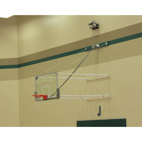 Gared Four Point Fold-Up Basketball Wall Mount Package with Glass Backboard