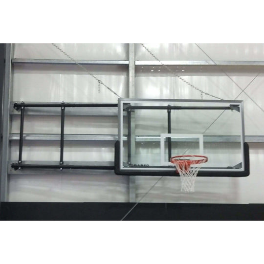 Gared Four Point Side-Fold Basketball Wall Mount Package with Glass Backboard