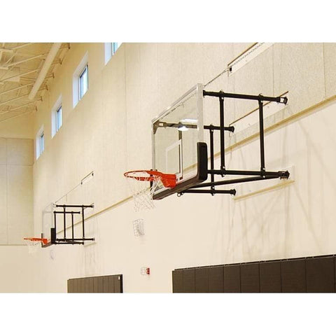 Gared Four Point Side-Fold Basketball Wall Mount Package with Glass Backboard