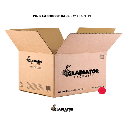 Gladiator Lacrosse Case of 120 Official Lacrosse Game Balls Pink NOCSAE SEI CERTIFIED