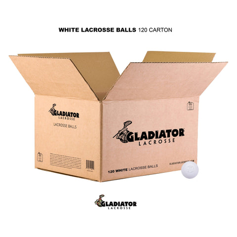 Gladiator Lacrosse Case of 120 Official Lacrosse Game Balls White NOCSAE SEI CERTIFIED