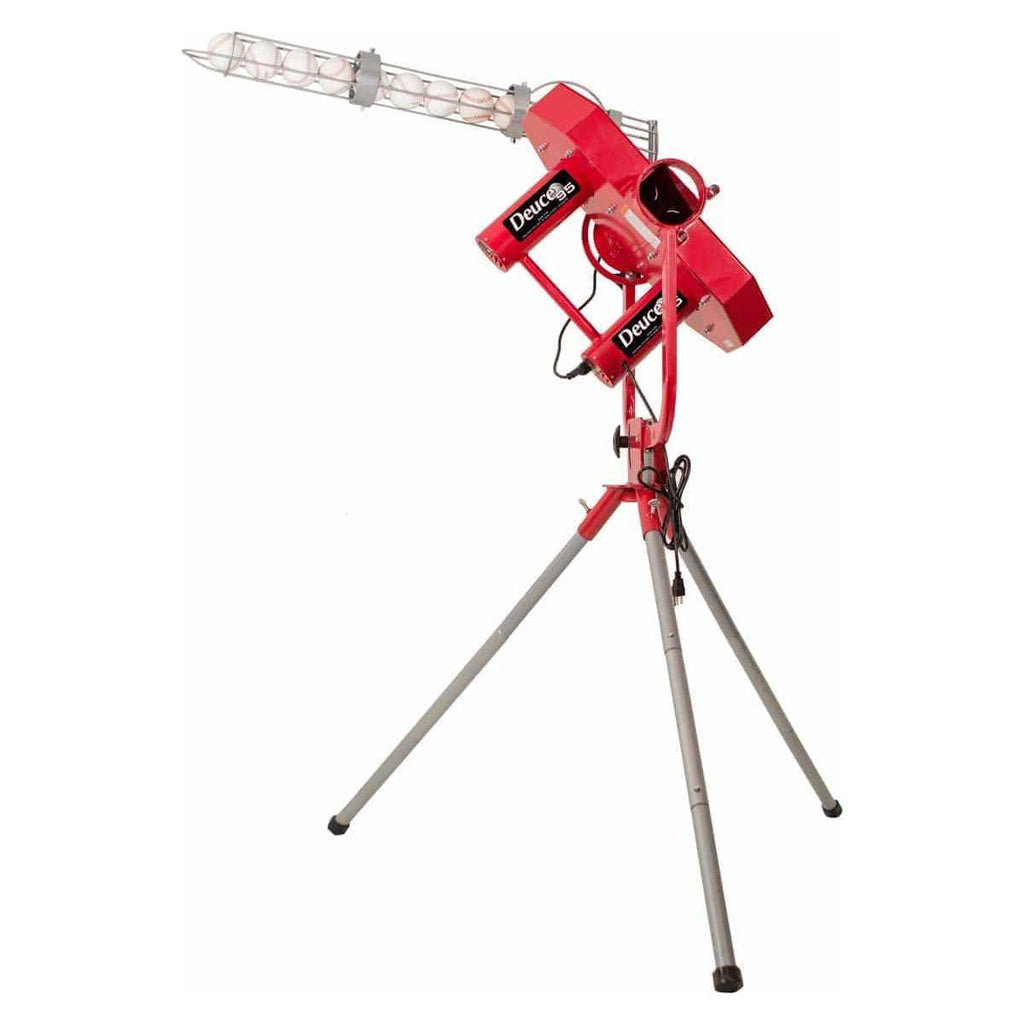 Heater Sports Deuce 75 Mph 2 Wheel Curveball Pitching Machine Heater Deuce 95 MPH 2 Wheel Curveball Pitching Machine w/ Auto Feeder