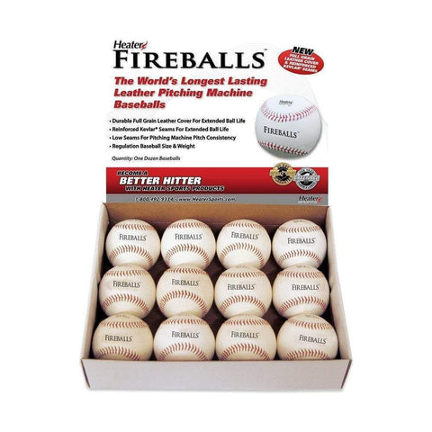 Heater Fireballs Leather Pitching Machine Baseballs (1 Dozen) PMBL44_TOP_GRAIN