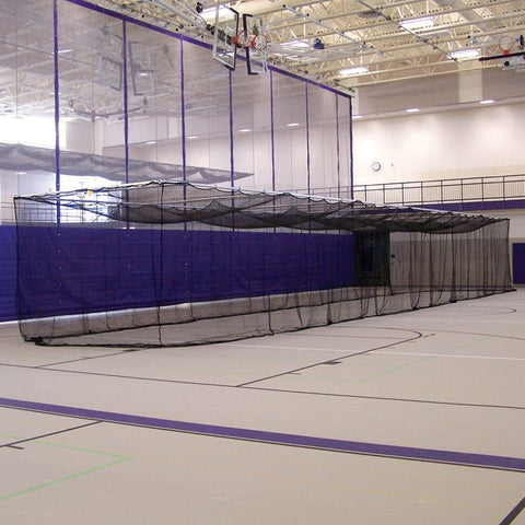 Jaypro Batting Cages - Ceiling Suspended, Retractable (70'L x 12'W x 11'H) BBC-700B