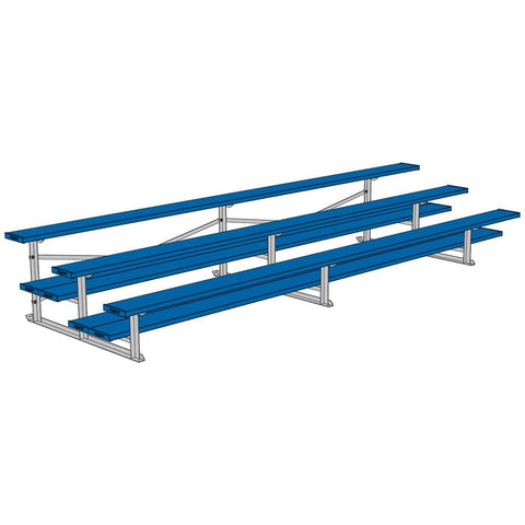 Jaypro Bleacher - 15' (3 Row - Double Foot Plank) - All Aluminum (Powder Coated) BLDP-3ALPC