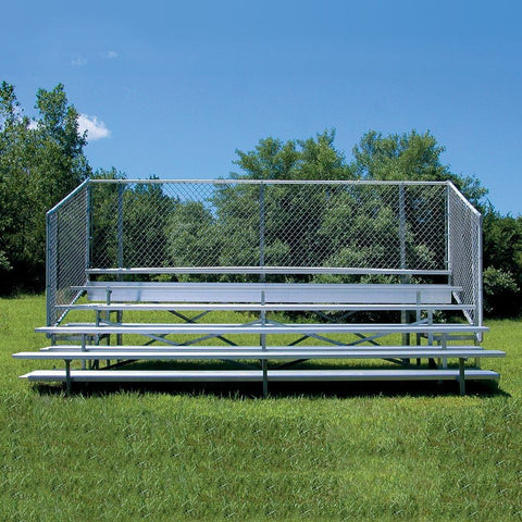 Jaypro Bleacher - 15' (5 Row - Single Foot Plank with Chain Link Rail) - Enclosed BLCH-5C