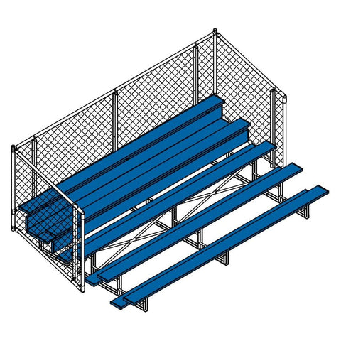 Jaypro Bleacher - 15' (5 Row - Single Foot Plank with Chain Link Rail) - Enclosed (Powder Coated) BLCH-5CPC