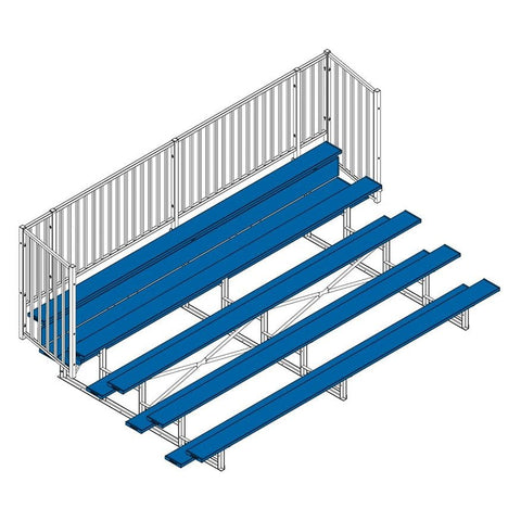 Jaypro Bleacher - 15' (5 Row - Single Foot Plank, with Guard Rail) - Enclosed (Powder Coated) BLCH-5GRPC